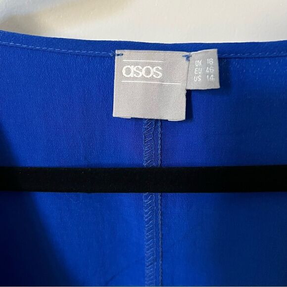 NWOT ASOS CURVE knot front blouse in electric blue sz 14 - Picture 6 of 9
